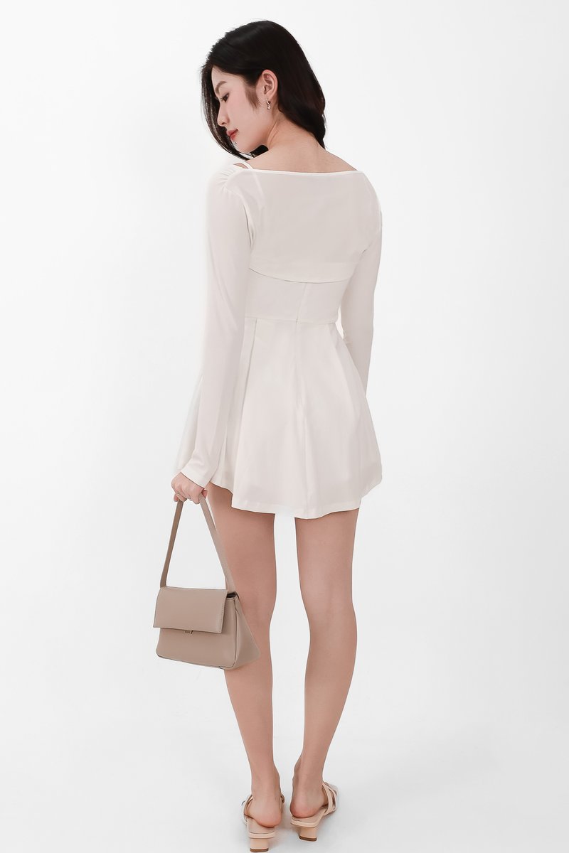 Bambi Bolero Romper Dress Set in White