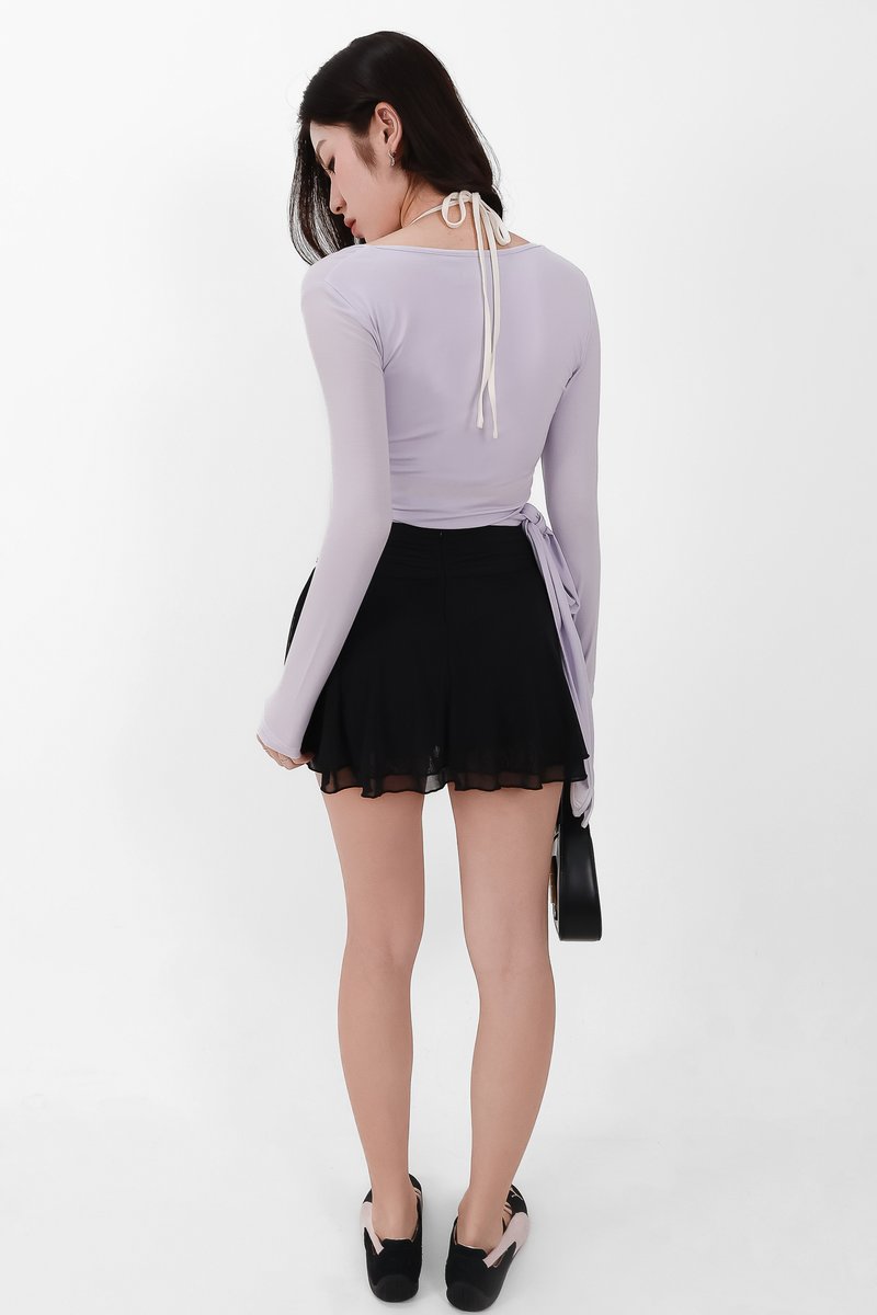 Wendy Wrap Sleeved Top in Lilac
