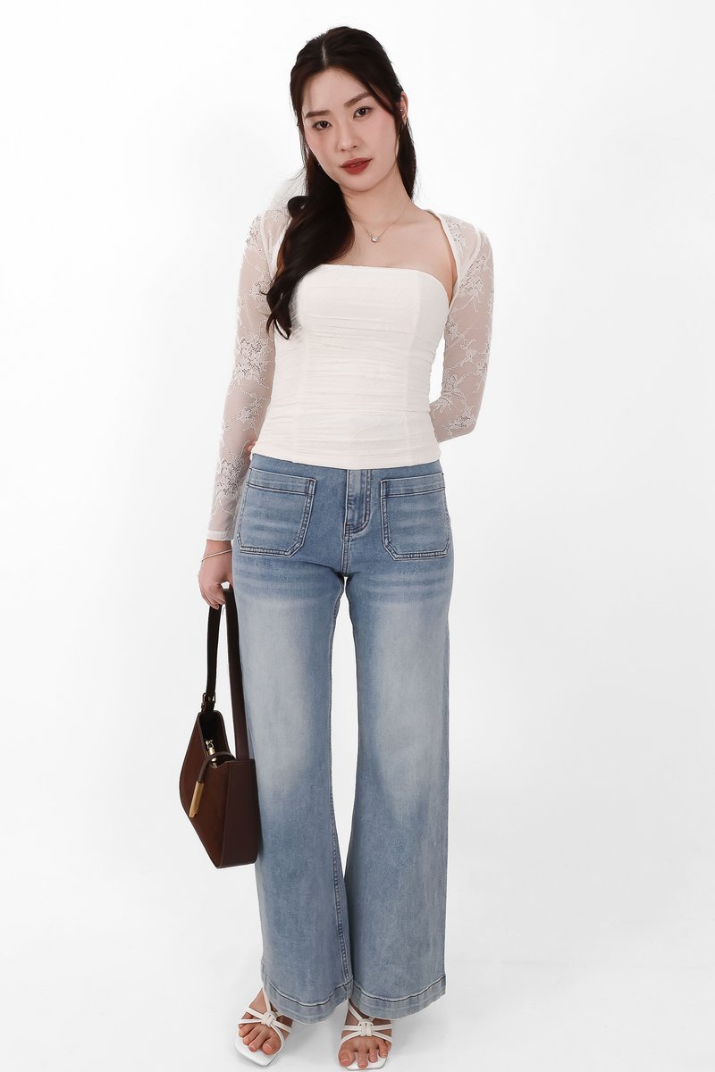 Lia Lace Bolero Halter Top Set in White