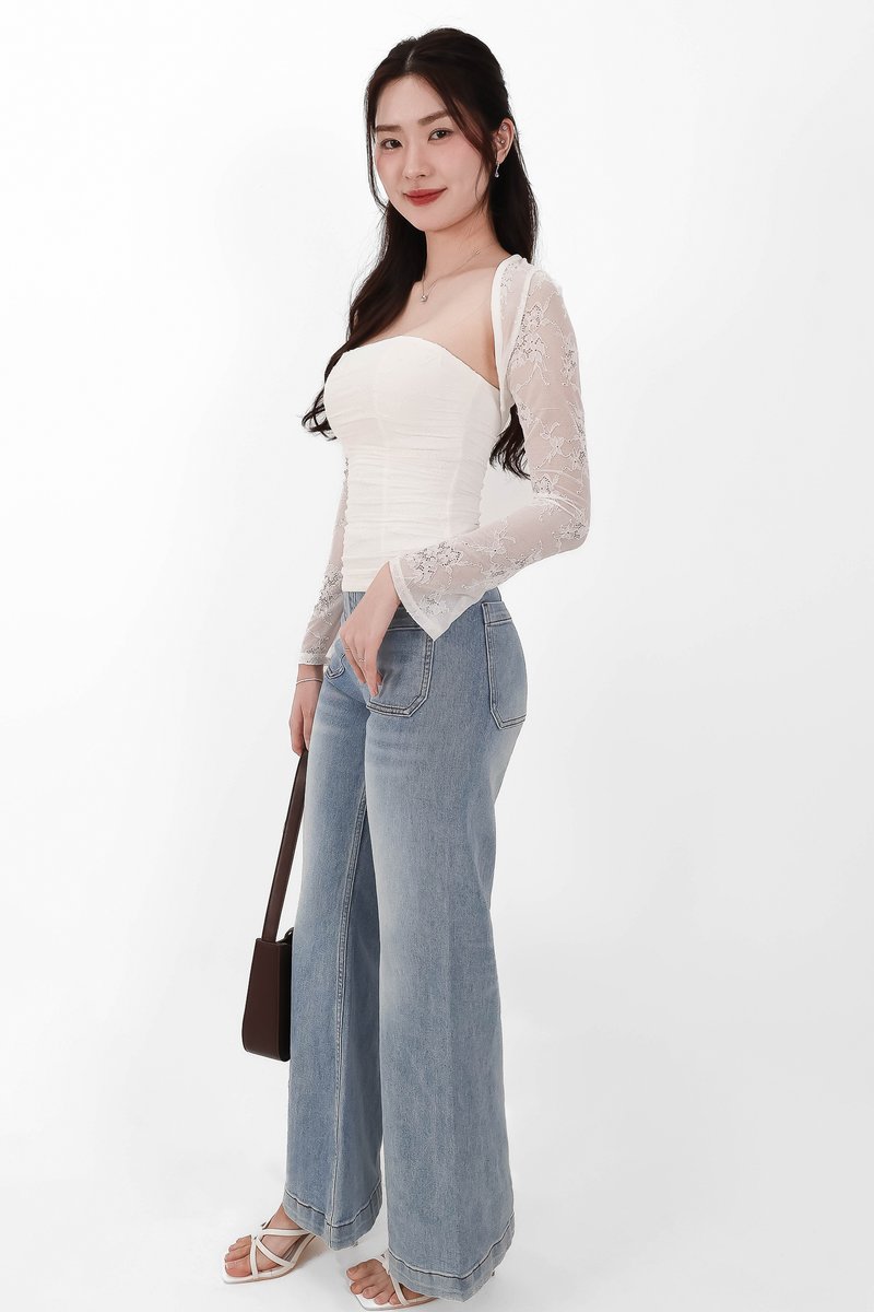 Lia Lace Bolero Halter Top Set in White