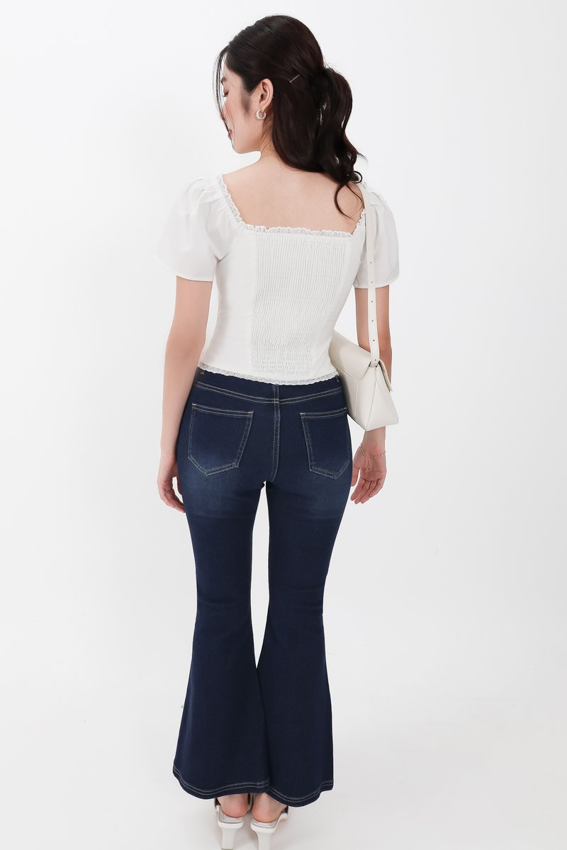 Frida Flutter Sleeved Top in White