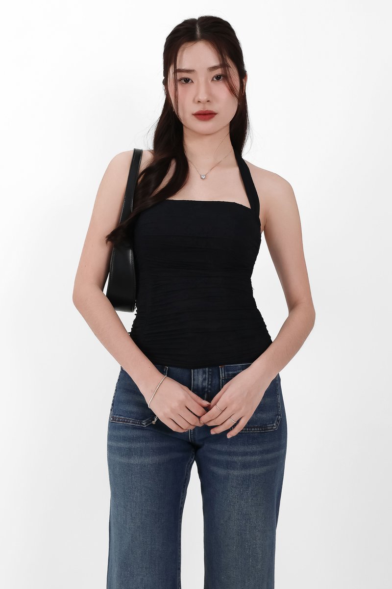 Lia Lace Bolero Halter Top Set in Black