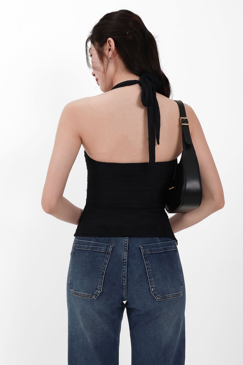 Lia Lace Bolero Halter Top Set in Black