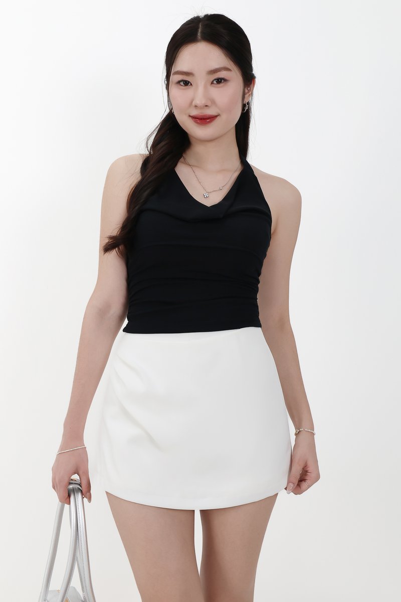 Catrine Cowl Neck Top in Black