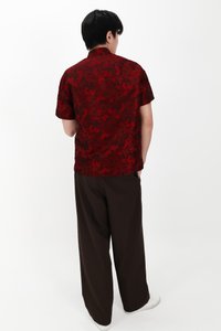 CNY2026 | Oriental Men Shirt in Dark Red