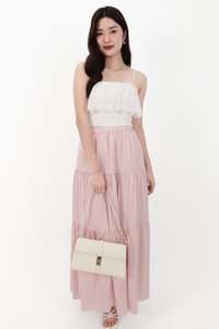 CNY2026 | Serena Satin Tiered Maxi Skirt in Light Pink ( Regular Length )