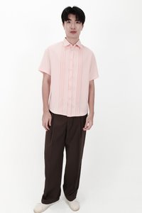 CNY2026 | Pleated Men Shirt in Pastel Pink