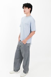 CNY2026 | Casual Men Pocket Tee in Light Blue