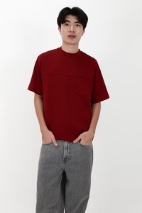 CNY2026 | Casual Men Pocket Tee in Dark Red