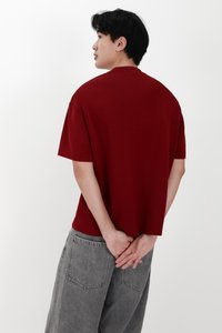 CNY2026 | Casual Men Pocket Tee in Dark Red