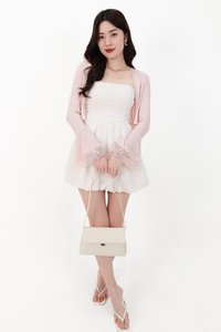 CNY2026 | Blair Bell Sleeve Lace Trim Cardigan in Light Pink