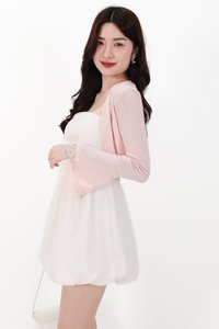 CNY2026 | Blair Bell Sleeve Lace Trim Cardigan in Light Pink