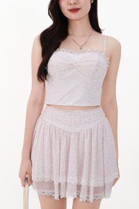 CNY2026 | Freesa Floral Mesh Co-ord Top in White X Lilac