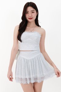 CNY2026 | Freesa Floral Mesh Co-ord Set in Cream White X Pastel Blue