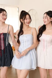 CNY2026 | Sabby Stripes Lace Romper Dress in White