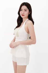 CNY2026 | Cherish Co-ord Pleat Halter Top in White