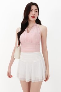 CNY2026 | Mansie Mesh x Lace Halter Top in Light Pink
