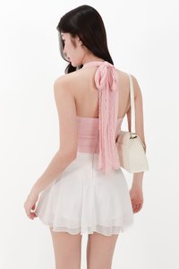 CNY2026 | Mansie Mesh x Lace Halter Top in Light Pink