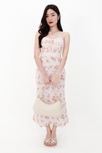 CNY2026 | Fern Floral Midaxi Dress in White X Pink