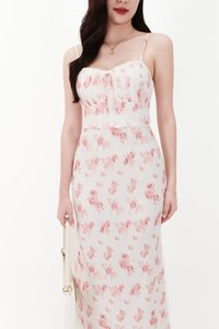 CNY2026 | Fern Floral Midaxi Dress in White X Pink