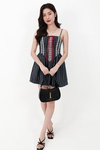 CNY2026 | Sabby Stripes Lace Romper Dress in Midnight
