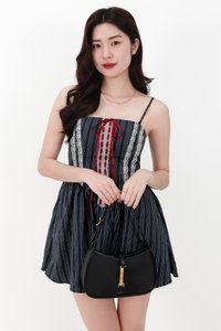 CNY2026 | Sabby Stripes Lace Romper Dress in Midnight