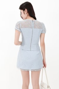 CNY2026 | Lorelle Lace Sleeved Puffy Sleeve Top in Light Blue