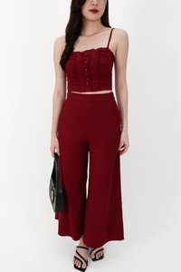 CNY2026 | Cora Co-ord Sweetheart Top in Dark Red