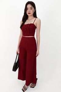 CNY2026 | Cora Co-ord Wide Legged Pants in Dark Red ( Petite Length )