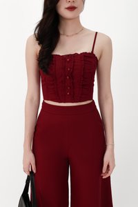 CNY2026 | Cora Co-ord Sweetheart Top in Dark Red