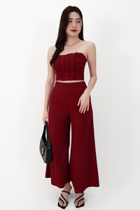 CNY2026 | Cora Co-ord Wide Legged Pants in Dark Red ( Regular )