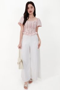 CNY2026 | Fora Flutter Sleeve Sweetheart Top in Light Pink
