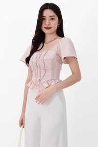 CNY2026 | Fora Flutter Sleeve Sweetheart Top in Light Pink