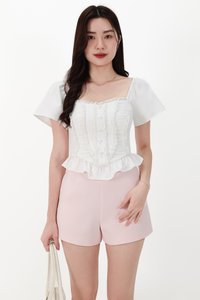 CNY2026 | Fora Flutter Sleeve Sweetheart Top in White