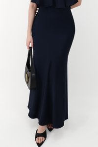 CNY2026 | Stephanie Satin Co-ord Maxi Skirt in Midnight ( Regular Length )