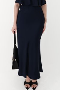 CNY2026 | Stephanie Satin Co-ord Maxi Skirt in Midnight ( Petite Length )