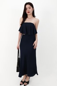 CNY2026 | Stephanie Satin Co-ord Maxi Skirt in Midnight ( Petite Length )