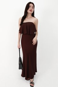 CNY2026 | Stephanie Satin Co-ord Set in Dark Brown ( Petite Length )