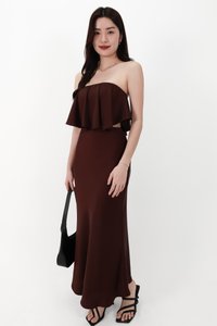 CNY2026 | Stephanie Satin Co-ord Set in Dark Brown ( Petite Length )