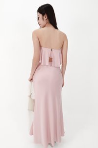 DEFECT | Stephanie Satin Co-ord Maxi Skirt in Light Pink ( Regular Length ) in M