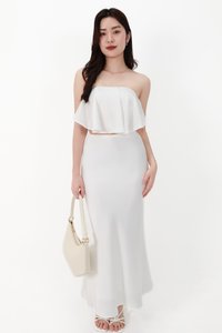 CNY2026 | Stephanie Satin Co-ord Set in White ( Petite Length )