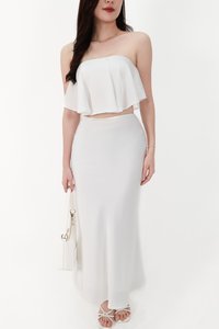 CNY2026 | Stephanie Satin Co-ord Maxi Skirt in White ( Petite Length )