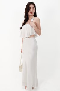 CNY2026 | Stephanie Satin Co-ord Maxi Skirt in White ( Regular Length )