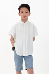 CNY2026 | Pleated Boy Shirt in White
