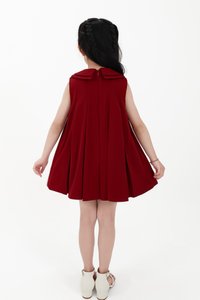 CNY2026 | Pleated Girl Dress in Dark Red