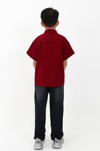 CNY2026 | Pleated Boy Shirt in Dark Red