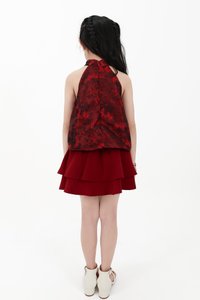 CNY2026 | Oriental Girl Cheongsam Top in Dark Red