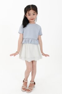 CNY2026 | Casual Girl Eyelet Hem Tee in Light Blue