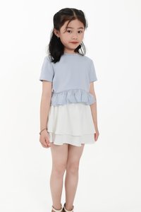 CNY2026 | Casual Girl Eyelet Hem Tee in Light Blue