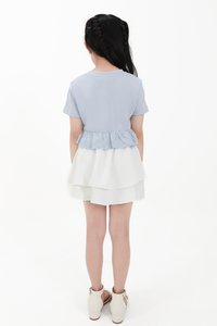 CNY2026 | Casual Girl Eyelet Hem Tee in Light Blue